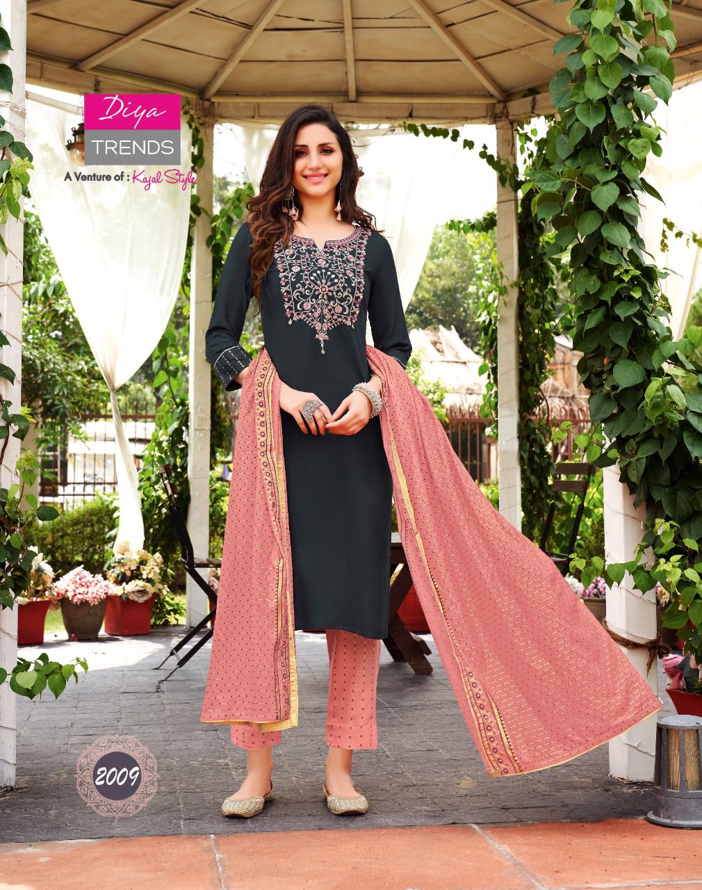 Odhani 2 Embroidery Ethnic Wear Kurti With Pant And Dupatta Latest Collection
